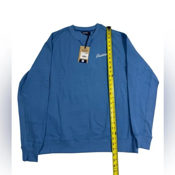 Chubbies Soft Terry Pullover Crewneck Sweatshirt Mens Medium Palm Tree Blue NWT - Picture 3 of 7